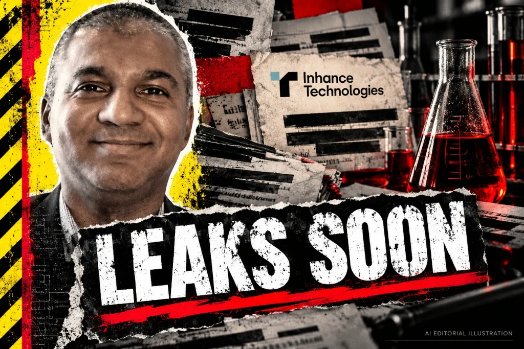 AI editorial collage featuring Prakash Iyer and the Inhance Technologies logo, with LEAKS SOON typography — Inhance’s response deserves a place beside EPA’s findings